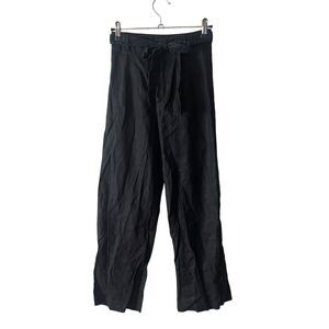 Reformation  Linen Pants Black Solid Belted Straight Leg (shrunk to children's s